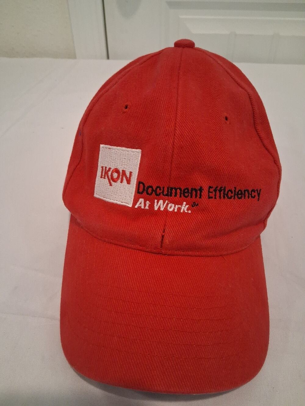 Vintage IKON Office Solutions Hat Red Document Efficiency At Work Promo Cap Y2K